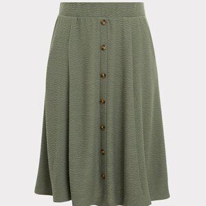 Torrid Green Textured Button Midi Skirt, Torrid Size 2, Size 18/20